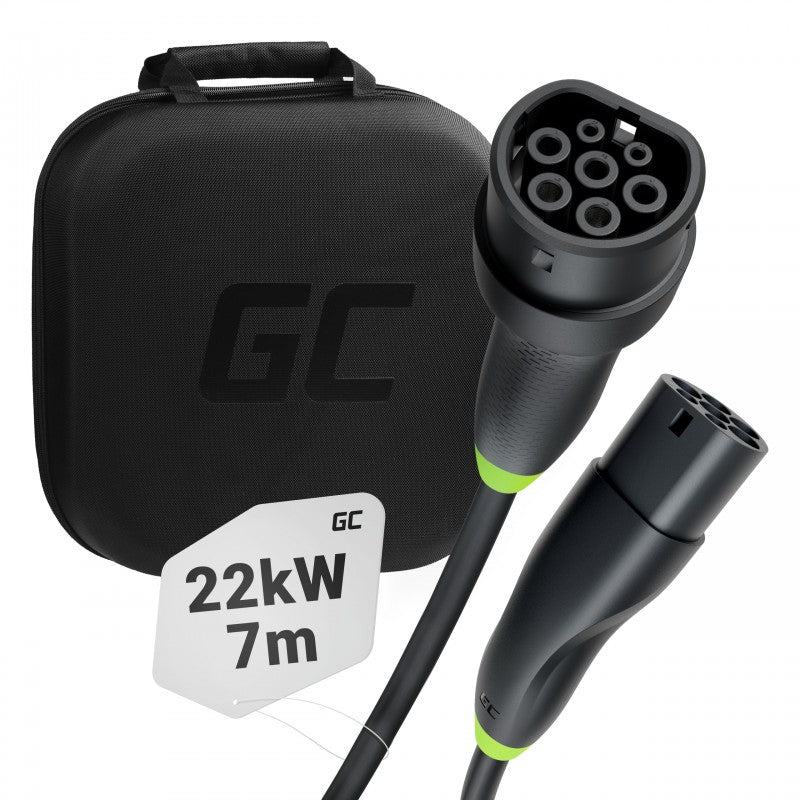 green-cell-snap-kabel-typ-2-do-ladowania-ev-22-kw-7-m-do-tesla-model-3-s-x-y-kia-ev6-hyundai-ioniq-5-bmw-i3-ford-mach-e no-ai