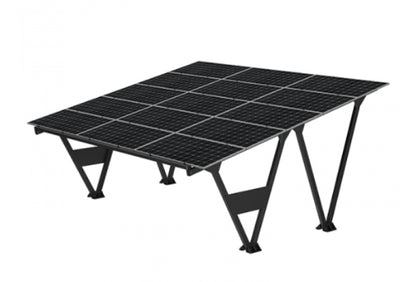 Carport W-02 KENO | Wiata PV na 15 panel – widok z boku – stacja ładowania EV