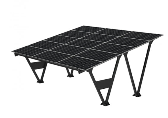 Carport W-02 KENO | Wiata PV na 15 panel – widok z boku – stacja ładowania EV