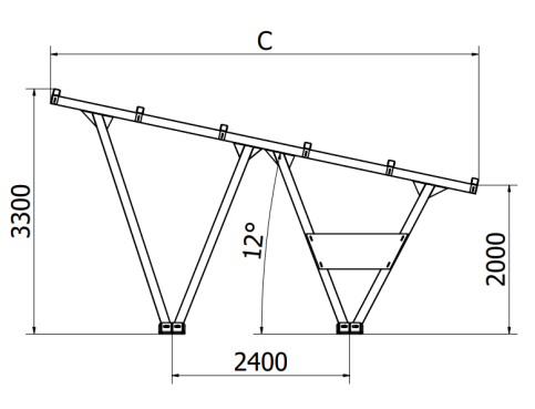 Carport W-02 KENO | Wiata PV na 15 panel – stacja ładowania EV | Keno