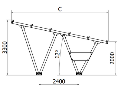 Carport W-02 KENO – dwustanowiskowa kons – złącze – szczegóły