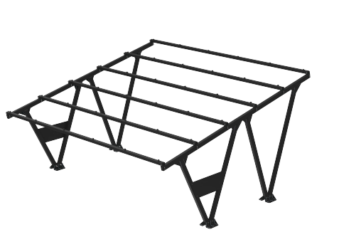 Carport W-02 KENO – dwustanowiskowa kons – widok z boku – stacja ładowania EV