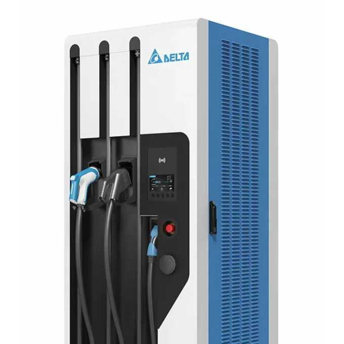 Stacja ładowania Delta Ultra Fast Charge 150kW – widok z boku – szybka stacja ładowania DC