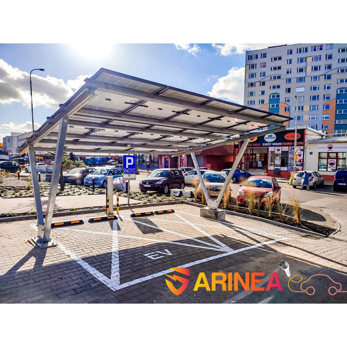 CARPORT Arinea 5,8kW ze  stacją ładowania samochodów 